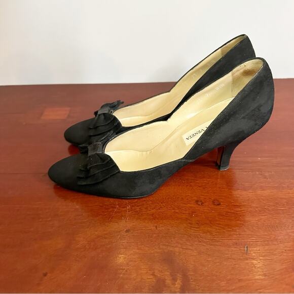 Bottega Veneta Black 7AA Suede Bow  3” Heels Pumps Shoe Classic Designer Italy - Picture 3 of 13